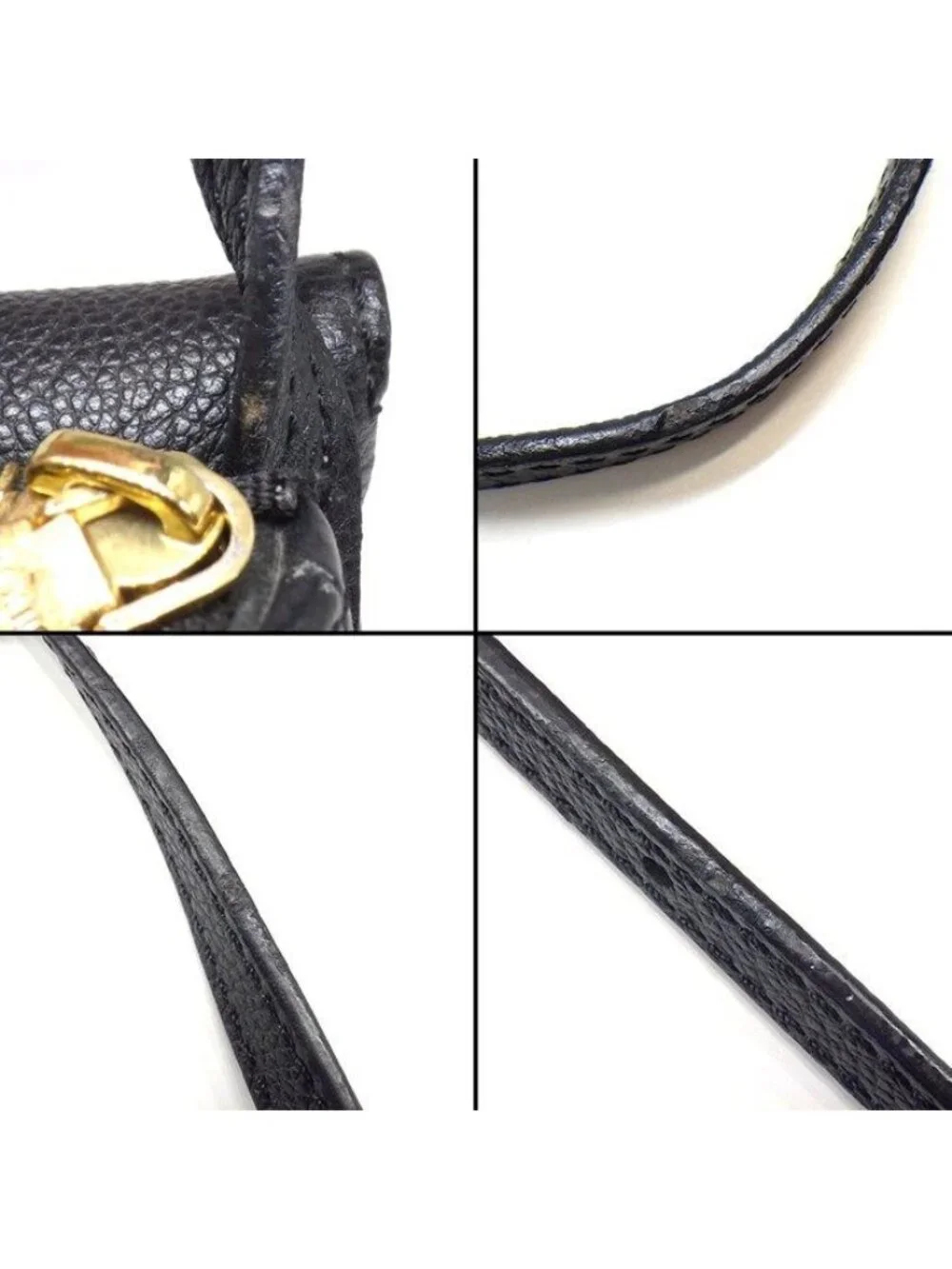 Louis Vuitton Shoulder Bag Black Monogram Empreinte Leather Gold
